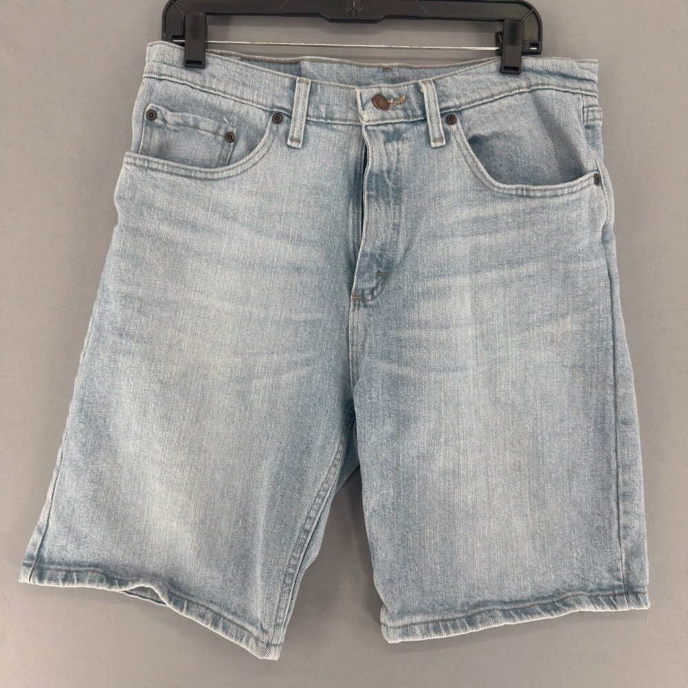 Wrangler Mens Light Wash Denim Shorts Size 33 Blue Stretch Jorts 112314885